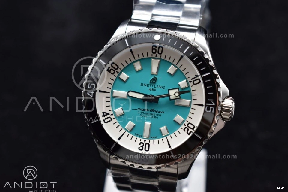 on Bracelet Best TF A2824 44 1:1 Blue Automatic Tiffany Dial Edition SS SuperOcean 1107